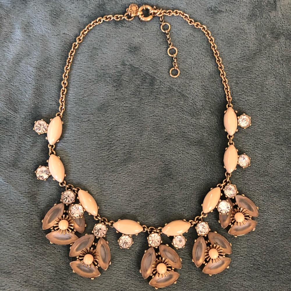 Gold Necklace - cream stones and diamonds